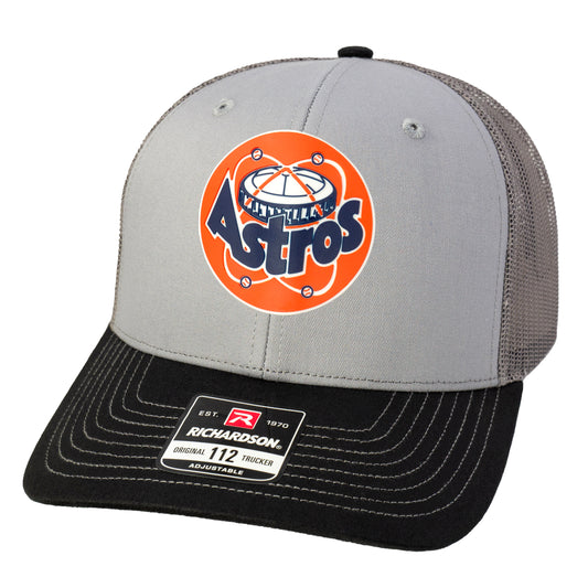 Astros Retro Astrodome 3D Snapback Trucker Hat- Grey/ Charcoal/ Black - Ten Gallon Hat Co.