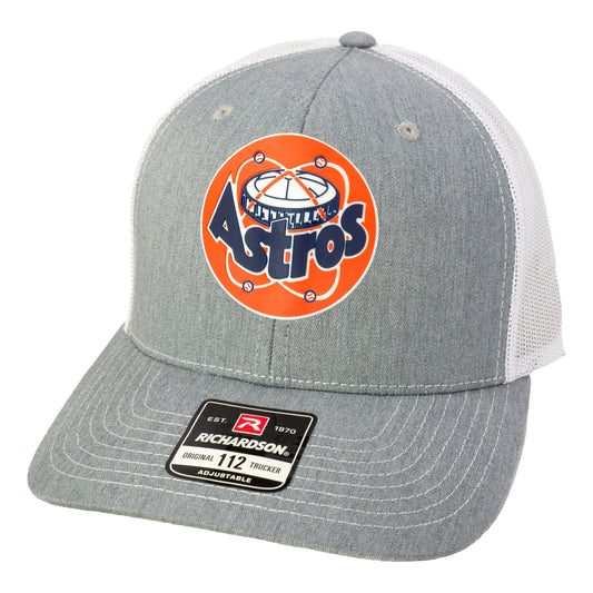Astros Retro Astrodome 3D PVC Patch Hat- Heather Grey/ White - Ten Gallon Hat Co.