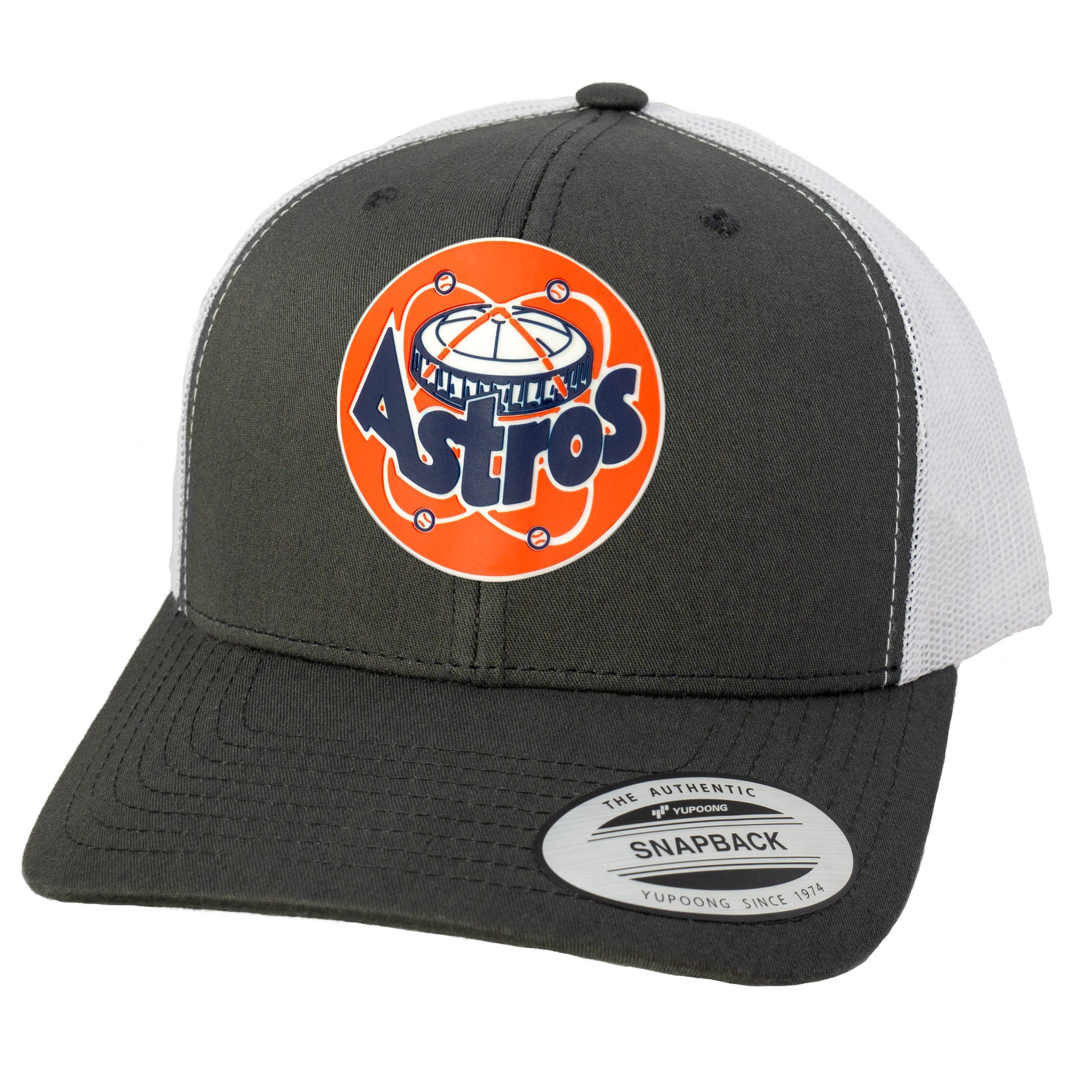 Astros Retro Astrodome Classic YP Snapback Trucker Hat- Charcoal/ White - Ten Gallon Hat Co.