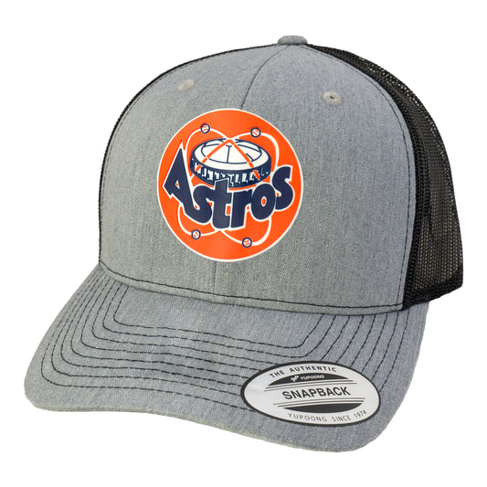 Astros Retro Astrodome Classic YP Snapback Trucker Hat- Heather Grey/ Black - Ten Gallon Hat Co.