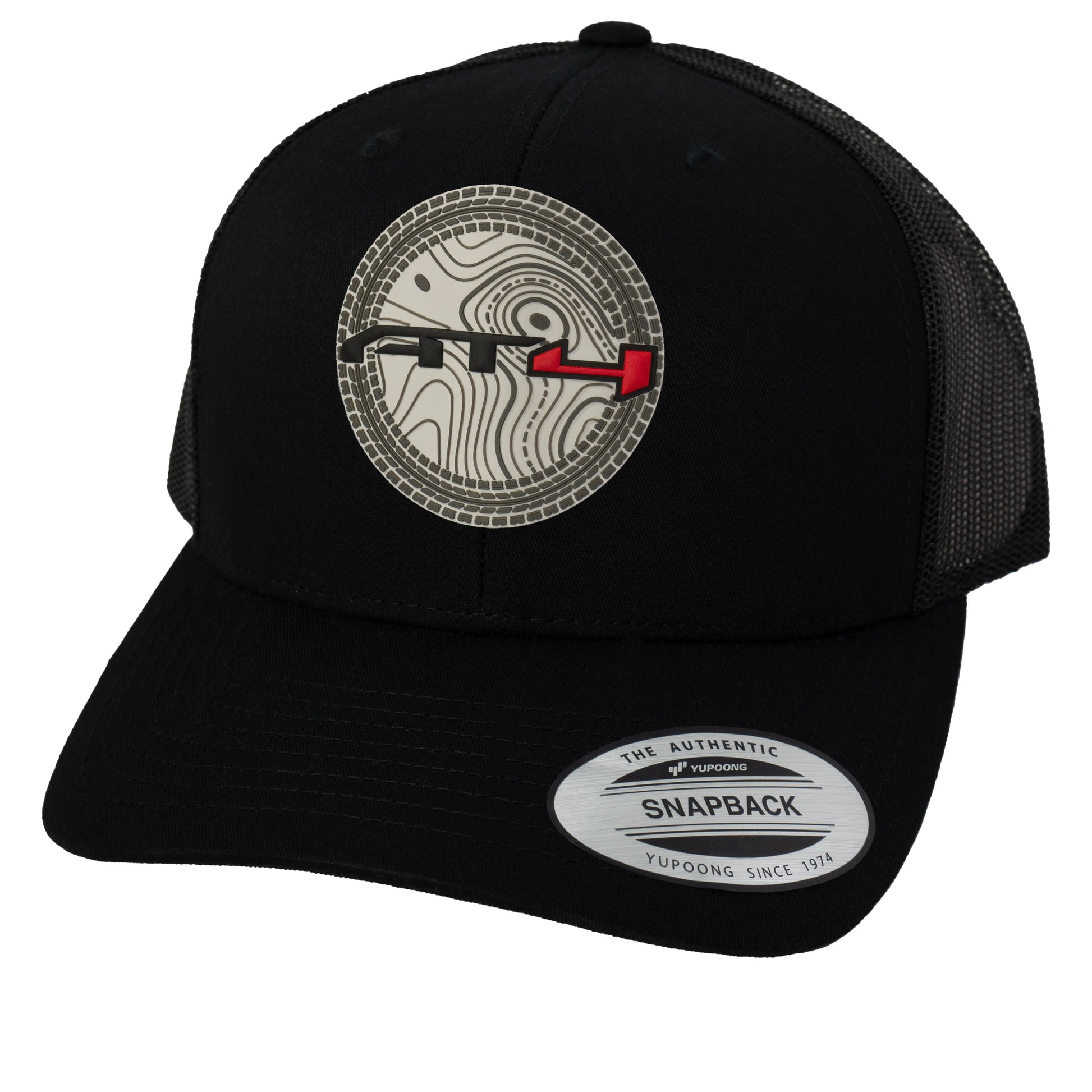 AT4 3D Topo YP Snapback Trucker Hat- Black - Ten Gallon Hat Co.