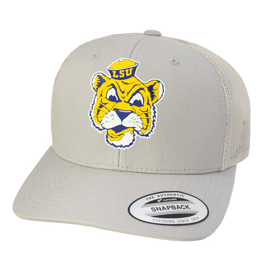 LSU Sailor Mike 3D Classic YP Snapback Trucker Hat- Silver - Ten Gallon Hat Co.