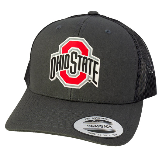 Ohio State Buckeyes 3D YP Snapback Trucker Hat- Charcoal/ Black - Ten Gallon Hat Co.