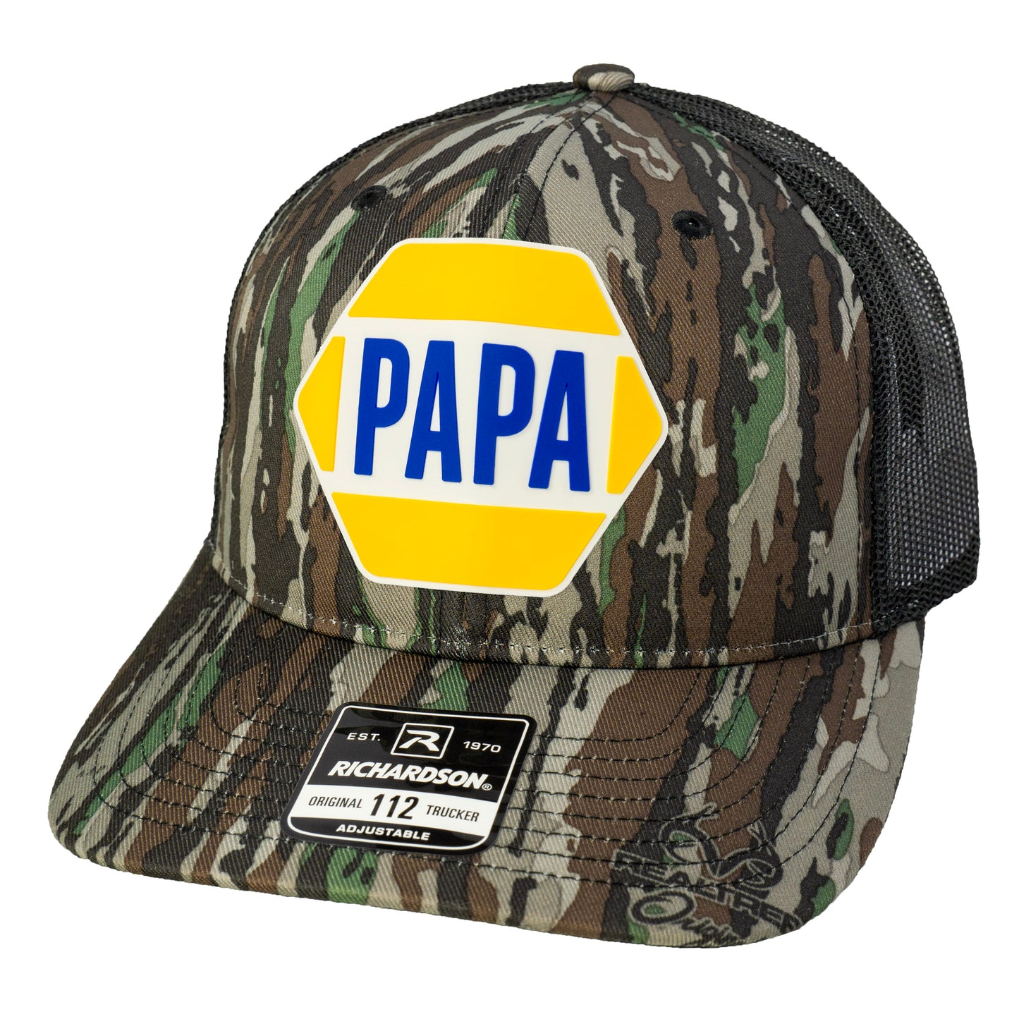 PAPA Know How 3D Patterned Snapback Trucker Hat- Realtree Original/ Black - Ten Gallon Hat Co.