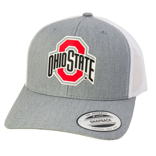Ohio State Buckeyes YP Snapback Trucker Hat- Heather Grey/ White - Ten Gallon Hat Co.