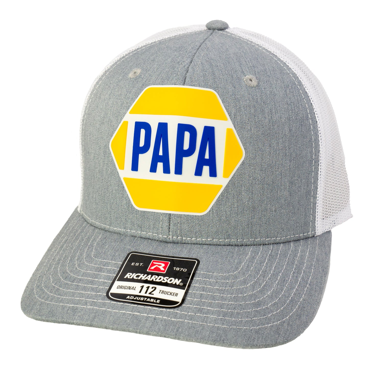 PAPA Know How 3D PVC Patch Hat- Heather Grey/ White - Ten Gallon Hat Co.
