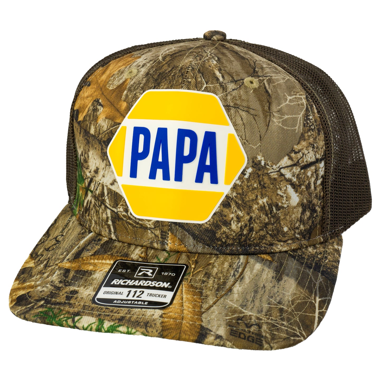 PAPA Know How 3D Patterned Snapback Trucker Hat- Realtree Edge/ Brown - Ten Gallon Hat Co.