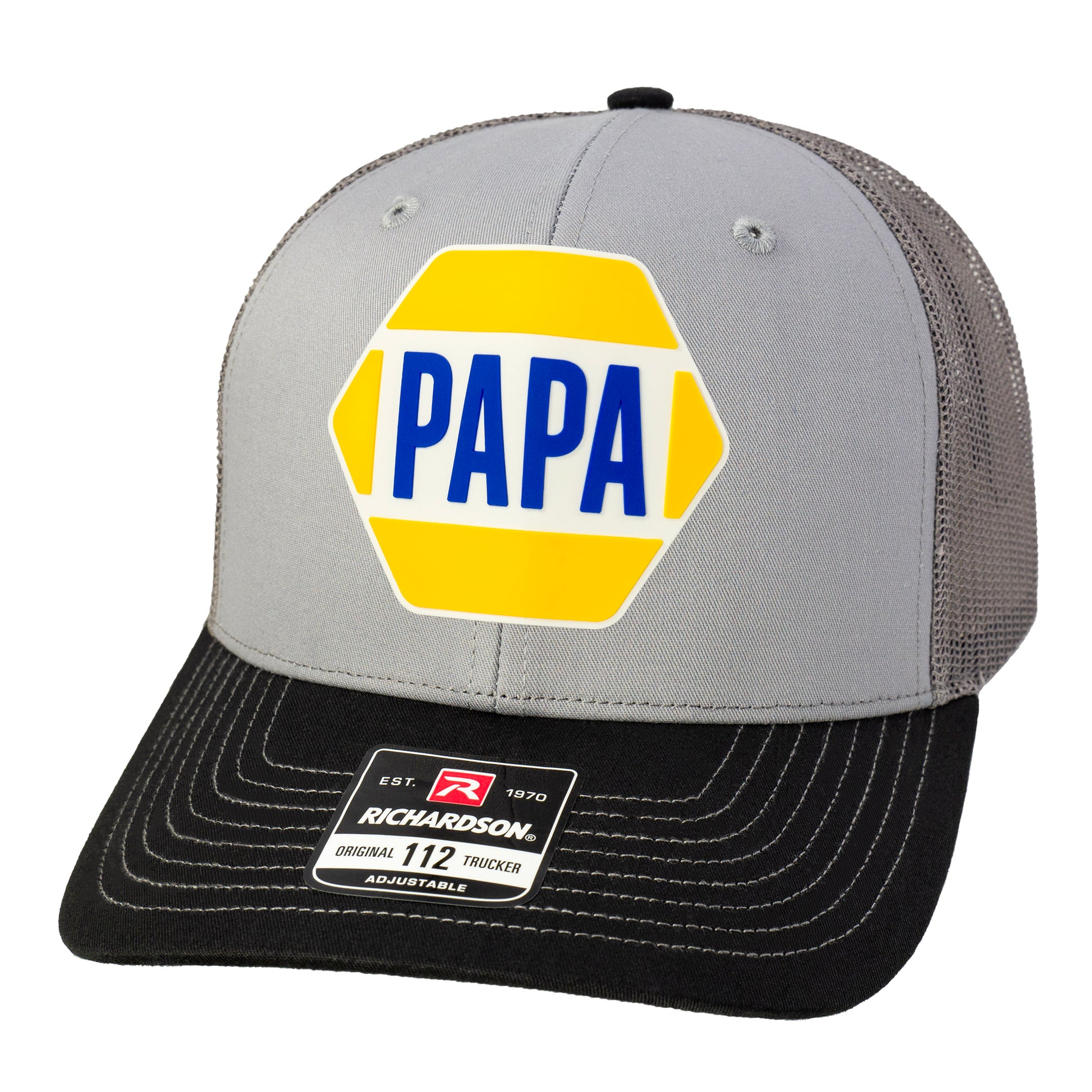 PAPA Know How 3D Snapback Trucker Hat- Grey/ Charcoal/ Black - Ten Gallon Hat Co.
