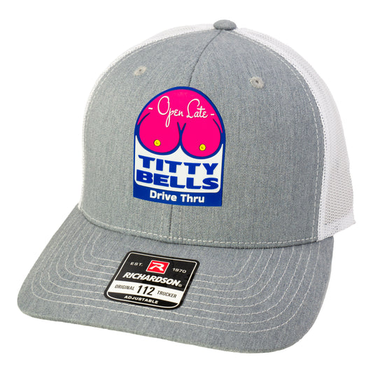 Titty Bells 3D PVC Patch Hat- Heather Grey/ White - Ten Gallon Hat Co.