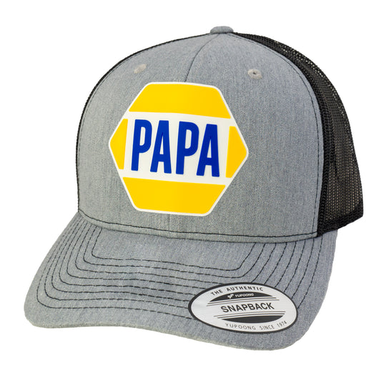 PAPA Know How 3D Classic YP Snapback Trucker Hat- Heather Grey/ Black - Ten Gallon Hat Co.