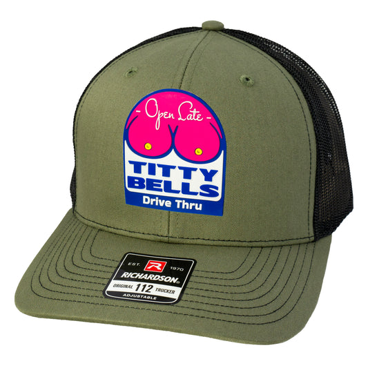 Titty Bells 3D Snapback Trucker Hat- Loden/ Black - Ten Gallon Hat Co.