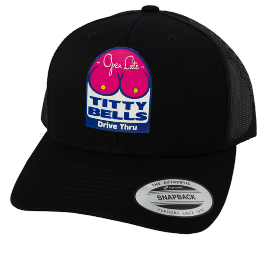 Titty Bells 3D YP Snapback Trucker Hat- Black - Ten Gallon Hat Co.