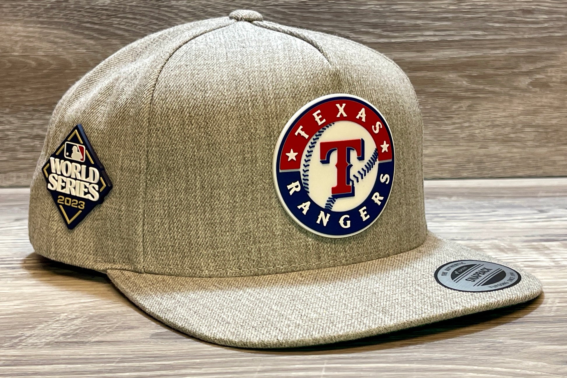Texas Rangers 2023 World Series 3D YP Snapback Trucker Hat- Heather Grey - Ten Gallon Hat Co.
