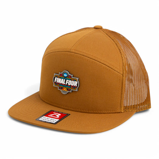 2025 March Madness Final Four 3D Snapback Seven-Panel Flat Bill Trucker Hat- Caramel