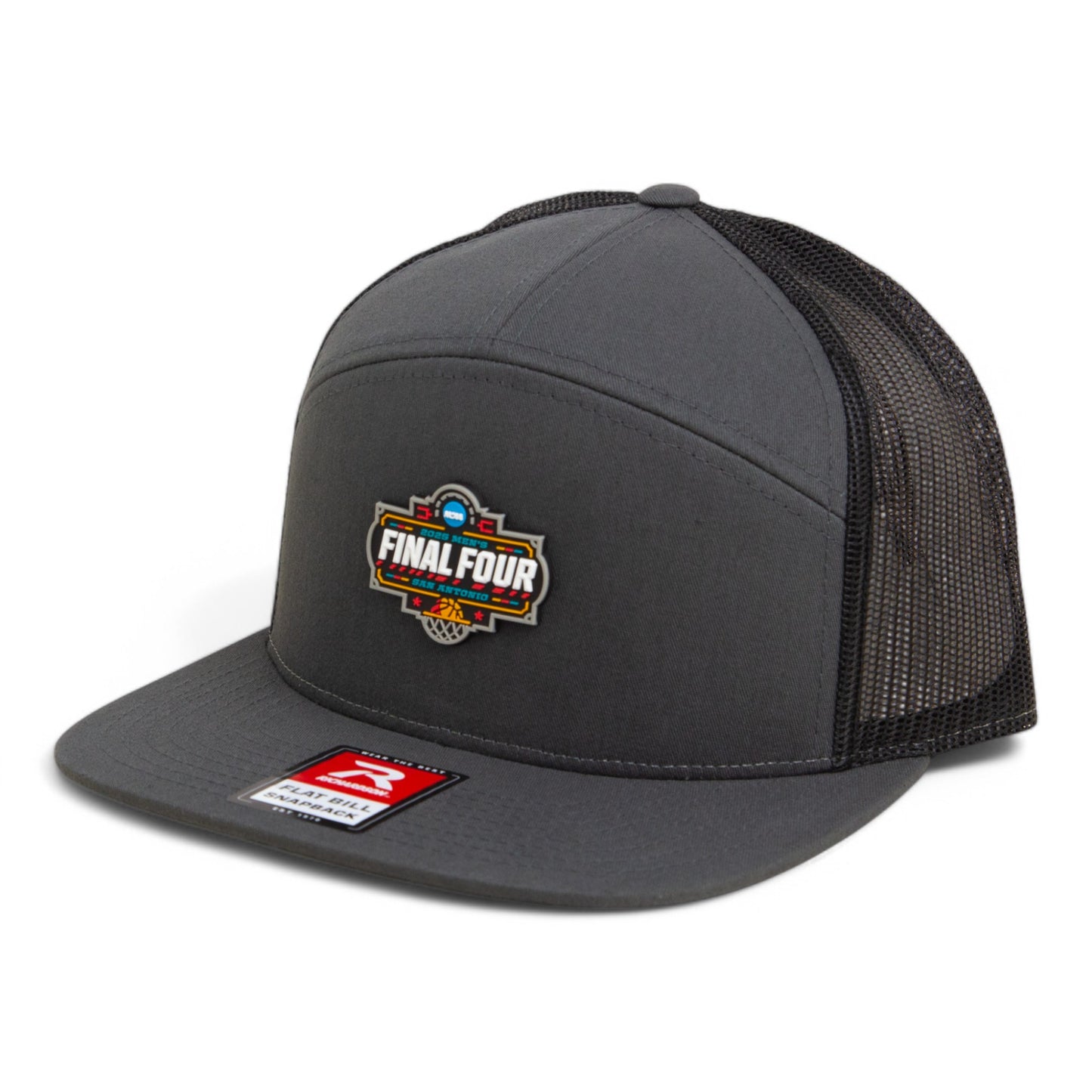 2025 March Madness Final Four 3D Snapback Seven-Panel Flat Bill Trucker Hat- Charcoal/ Black