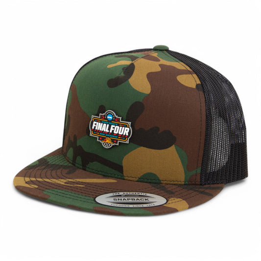 2025 March Madness Final Four 3D YP Snapback Flat Bill Trucker Hat- Army Camo/ Black