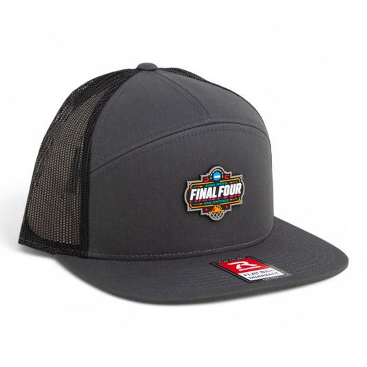 2025 March Madness Final Four 3D Snapback Seven-Panel Flat Bill Trucker Hat- Charcoal/ Black