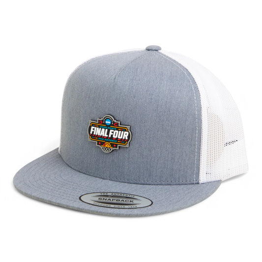 2025 March Madness Final Four 3D YP Snapback Flat Bill Trucker Hat- Heather Grey/ White