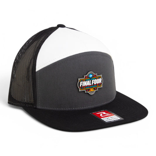 2025 March Madness Final Four 3D Snapback Seven-Panel Flat Bill Trucker Hat- Charcoal/ Black/ White