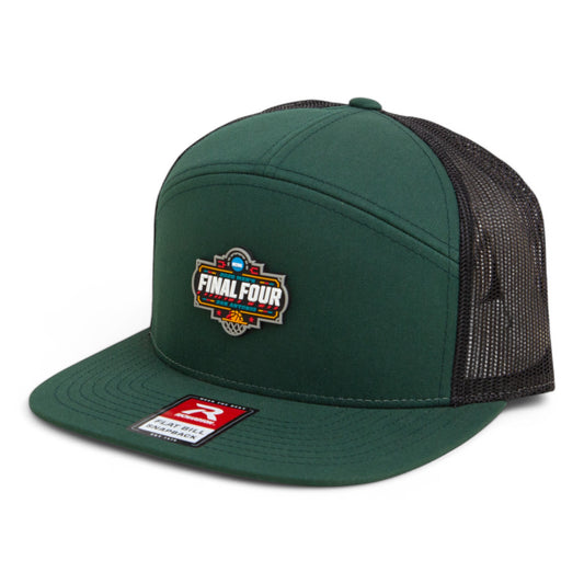 2025 March Madness Final Four 3D Snapback Seven-Panel Flat Bill Trucker Hat- Dark Green/ Black