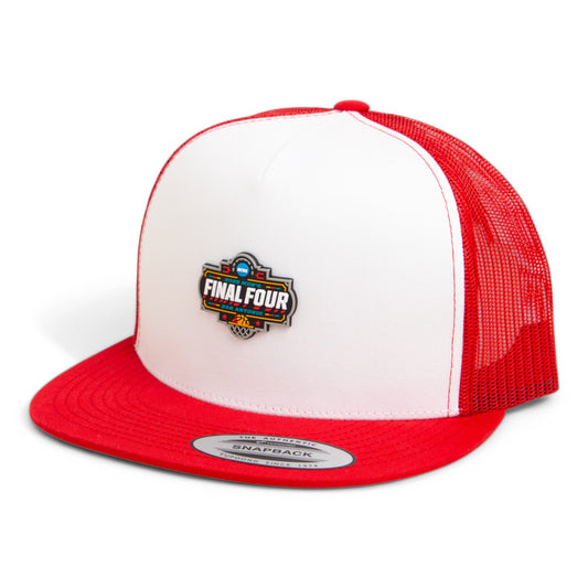 2025 March Madness Final Four 3D YP Snapback Flat Bill Trucker Hat- White/ Red