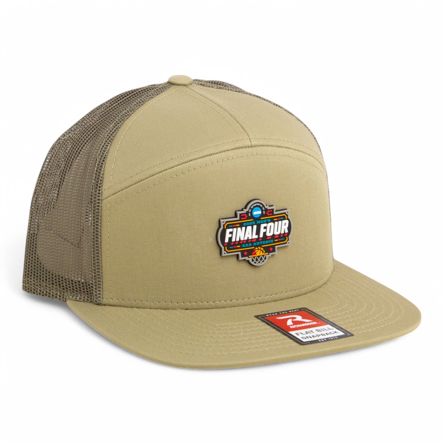 2025 March Madness Final Four 3D Snapback Seven-Panel Flat Bill Trucker Hat- Pale Loden