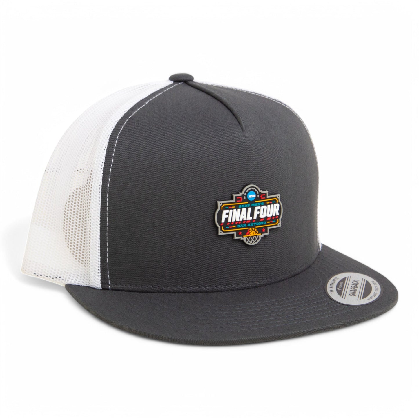 2025 March Madness Final Four 3D YP Snapback Flat Bill Trucker Hat- Charcoal/ White