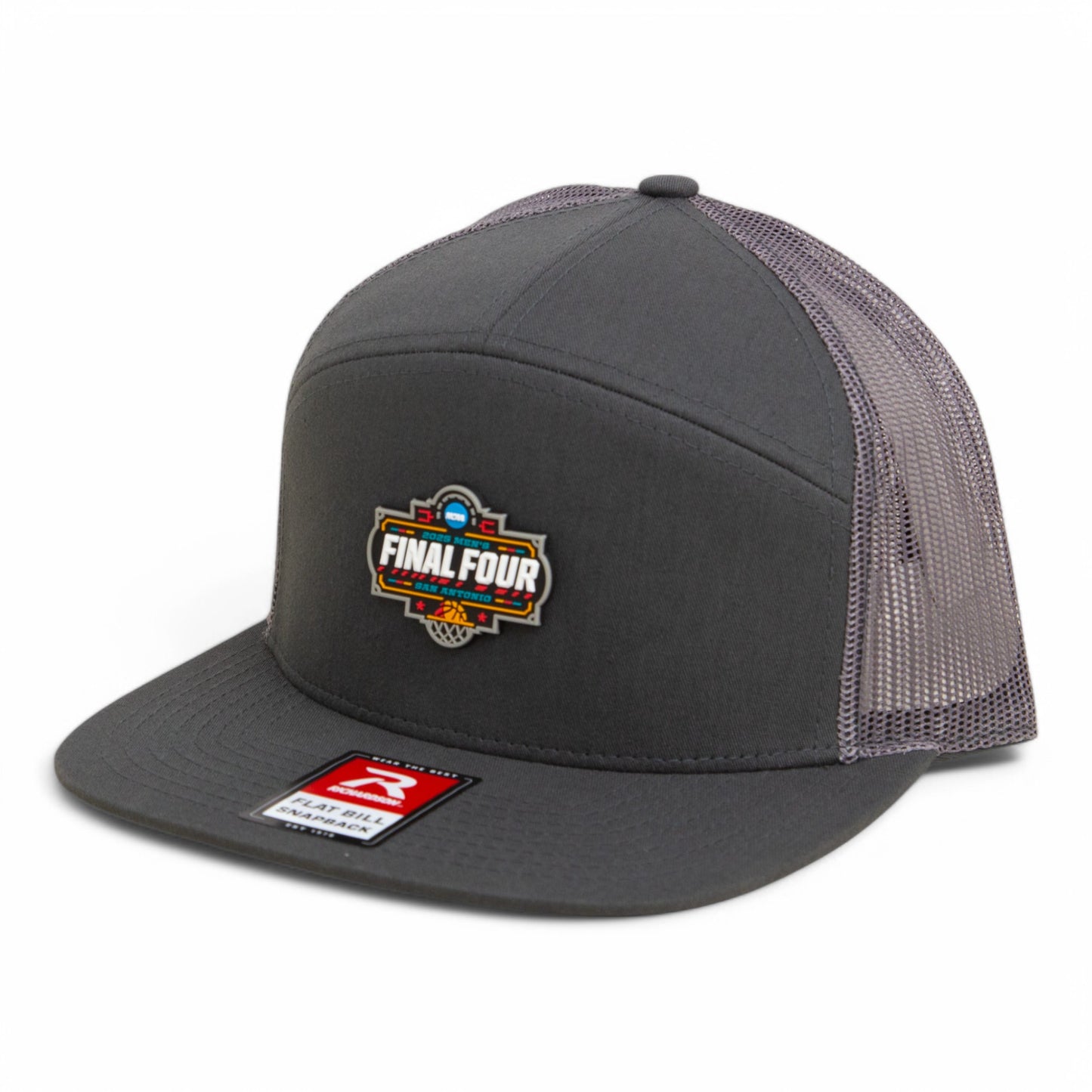 2025 March Madness Final Four 3D Snapback Seven-Panel Flat Bill Trucker Hat- Charcoal