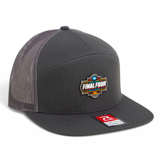 2025 March Madness Final Four 3D Snapback Seven-Panel Flat Bill Trucker Hat- Charcoal