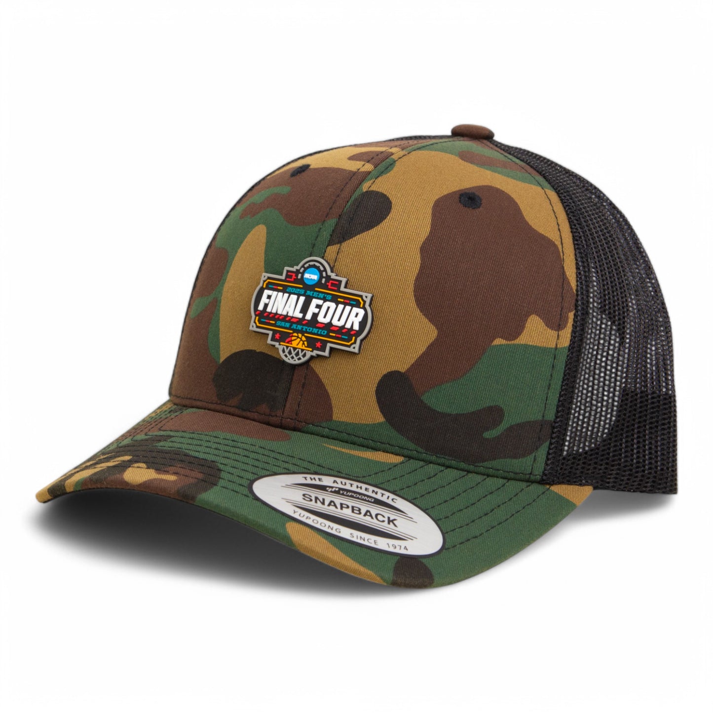 2025 March Madness Final Four 3D YP Snapback Trucker Hat- Army Camo/ Black