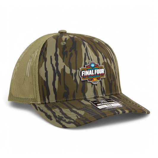 2025 March Madness Final Four 3D Snapback Trucker Hat- Mossy Oak Bottomland/ Loden