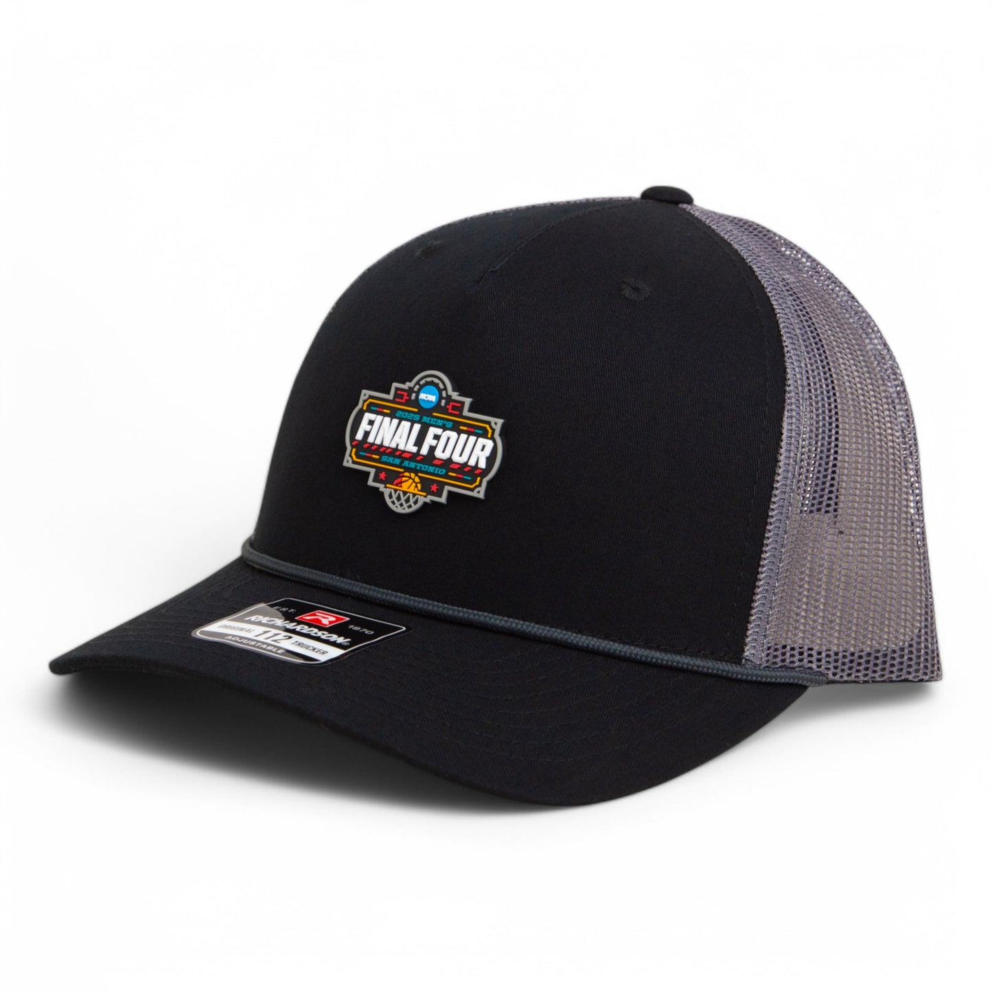 2025 March Madness Final Four 3D Snapback Trucker Rope Hat- Black/ Charcoal