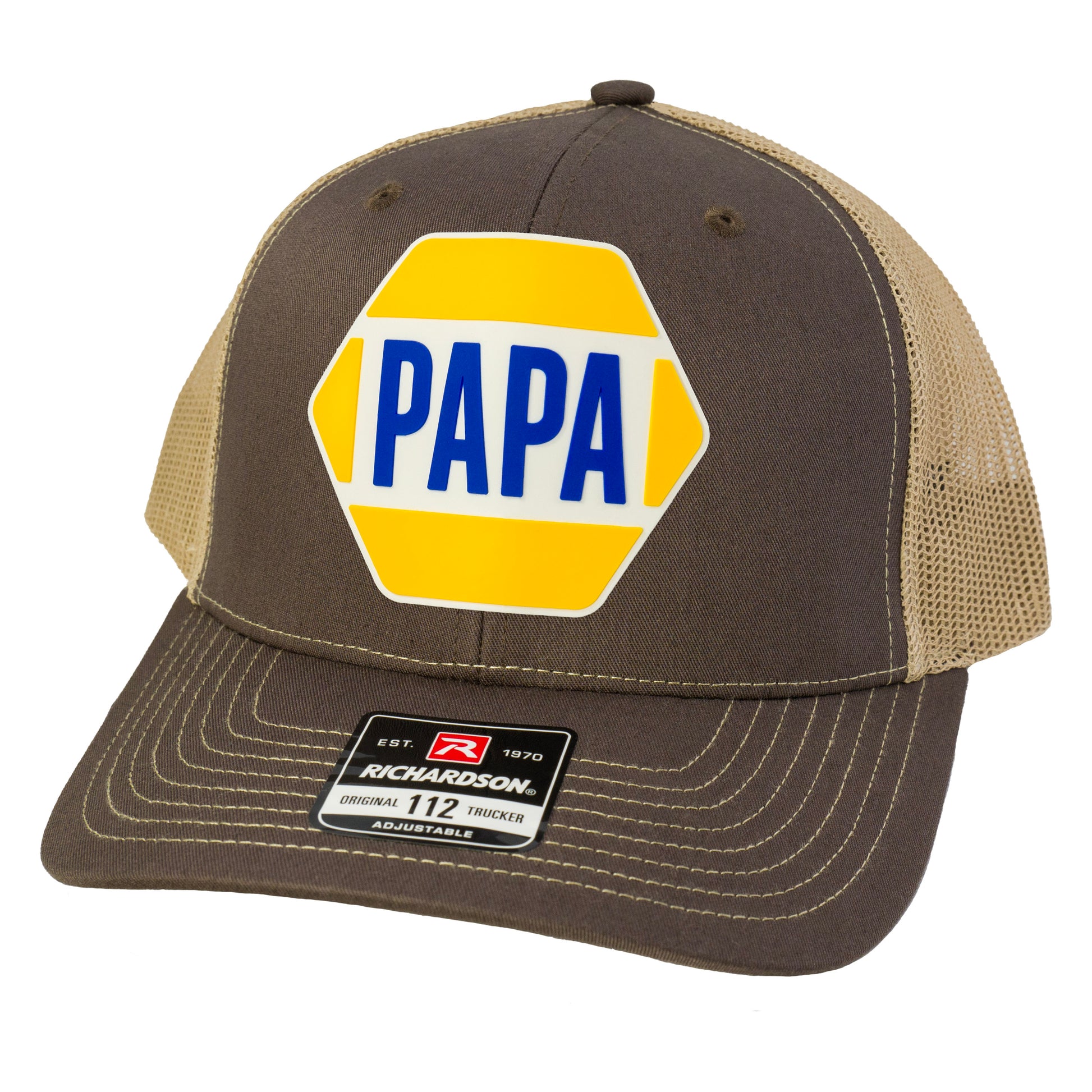 PAPA Know How 3D Patch Snapback Trucker Hat- Brown/ Khaki - Ten Gallon Hat Co.