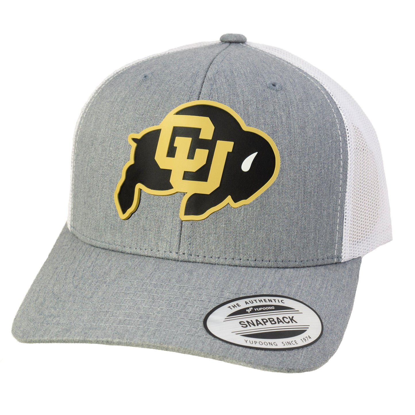 Colorado Buffaloes Classic YP Snapback Trucker Hat- Heather Grey/ White - Ten Gallon Hat Co.