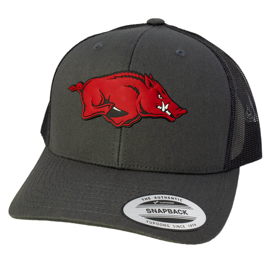 Arkansas Razorbacks Classic YP Snapback Trucker Hat- Charcoal/ Black - Ten Gallon Hat Co.