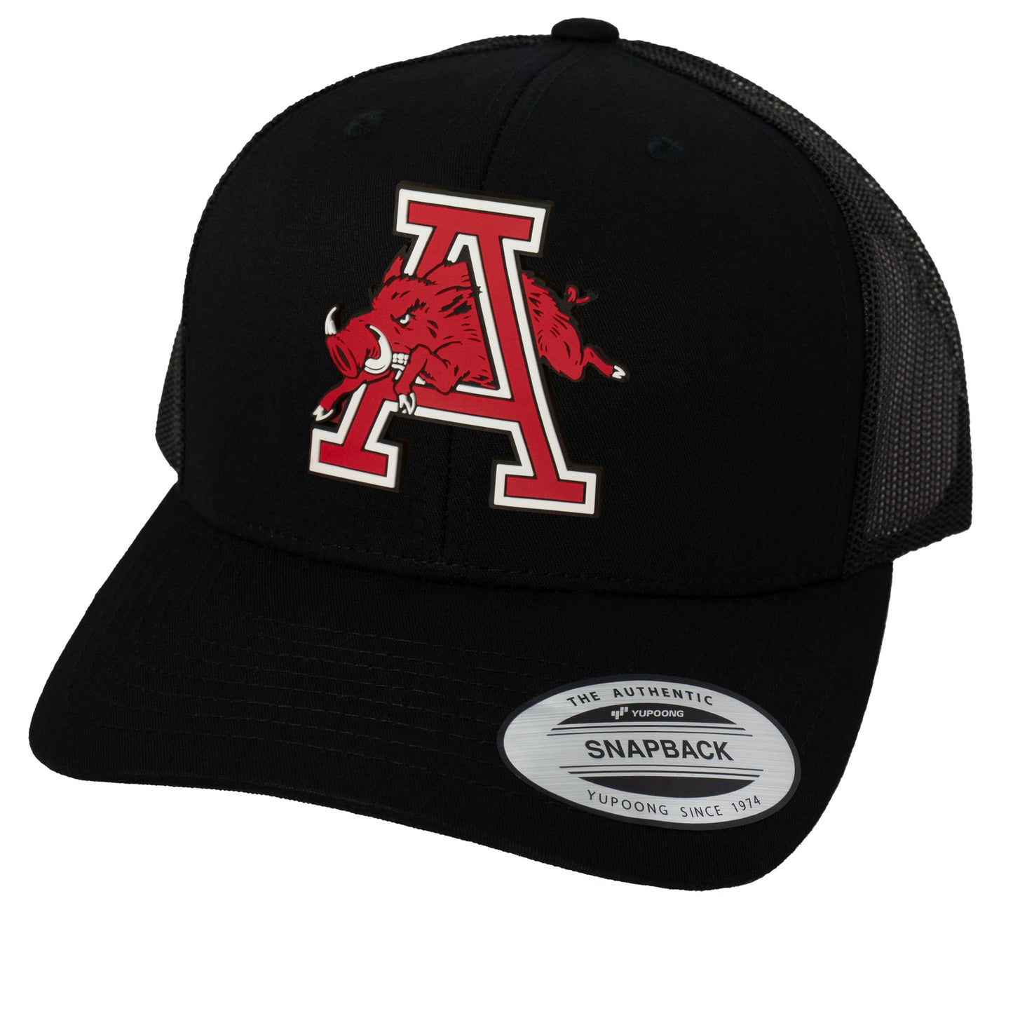 Arkansas Razorbacks Jumping Hog 3D YP Snapback Trucker Hat- Black - Ten Gallon Hat Co.