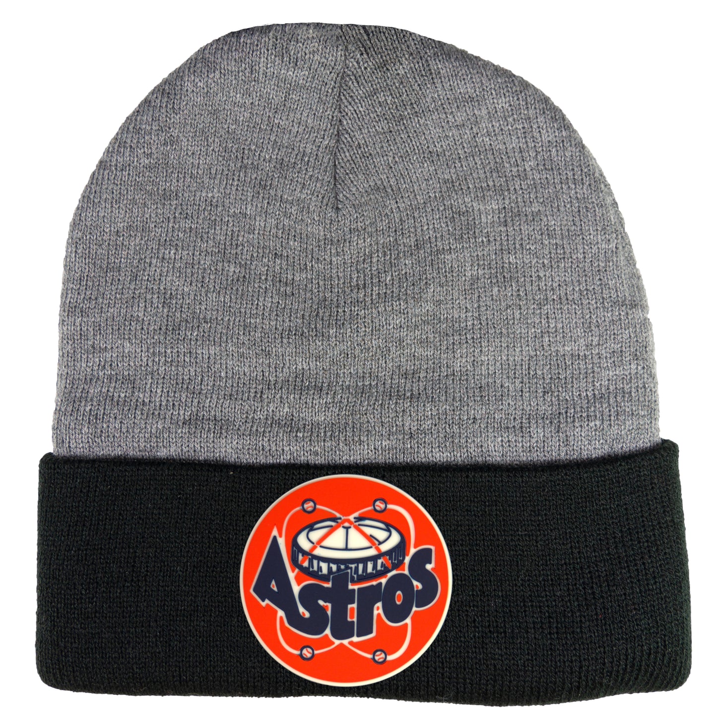 Astros Retro Astrodome 3D 12 in Knit Beanie- Black/ Dark Heather Grey - Ten Gallon Hat Co.