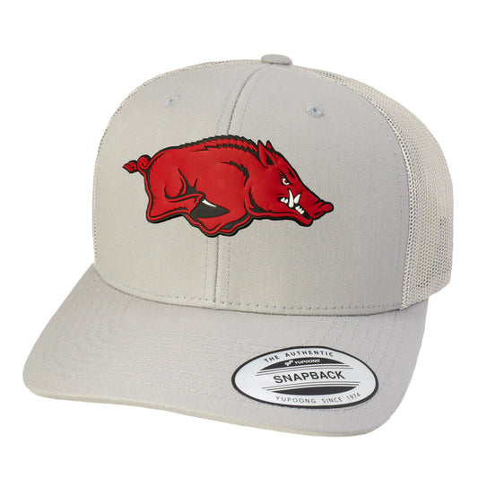Arkansas Razorbacks Classic YP Snapback Trucker Hat- Silver - Ten Gallon Hat Co.