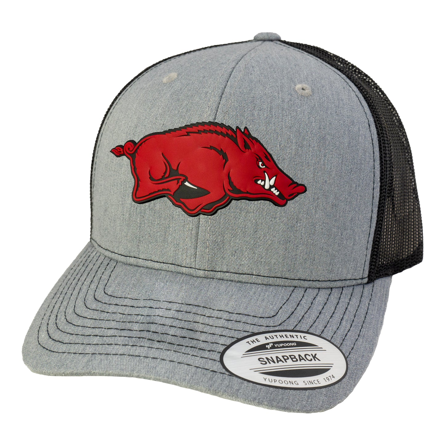 Arkansas Razorbacks Classic YP Snapback Trucker Hat- Heather Grey/ Black - Ten Gallon Hat Co.