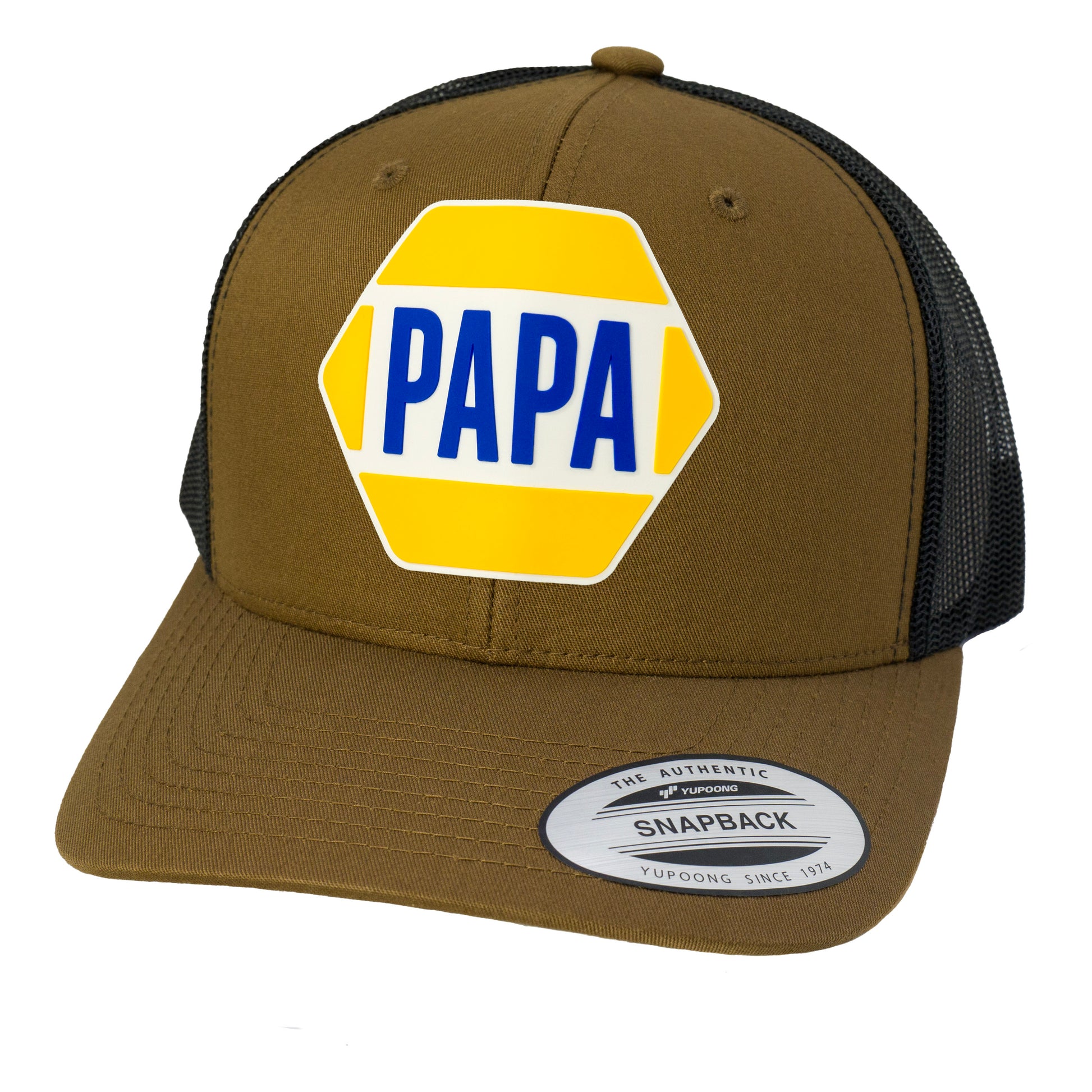 PAPA Know How 3D YP Snapback Trucker Hat- Coyote Brown/ Black - Ten Gallon Hat Co.