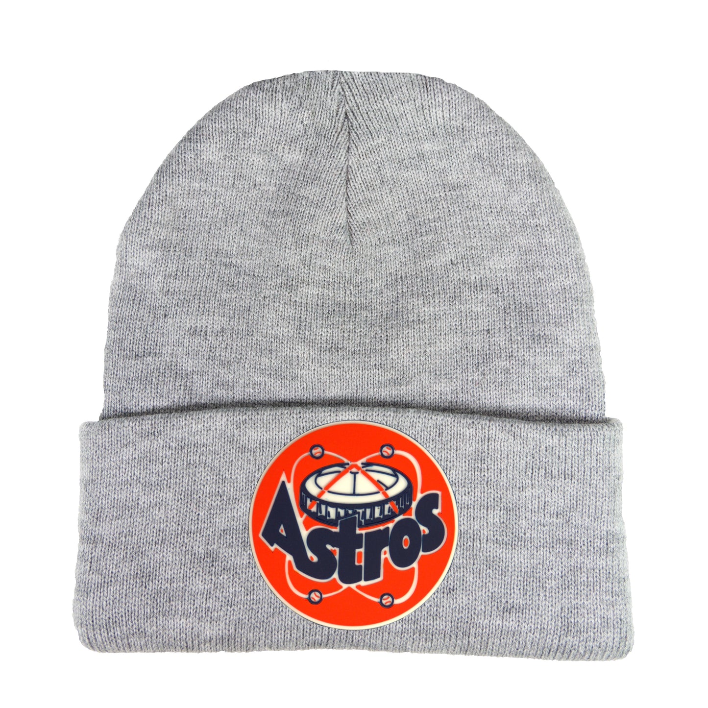 Astros Retro Astrodome 3D 12 in Knit Beanie- Heather Grey - Ten Gallon Hat Co.