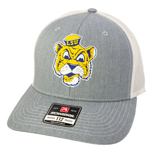 LSU Sailor Mike 3D PVC Patch Hat- Heather Grey/ Light Grey - Ten Gallon Hat Co.