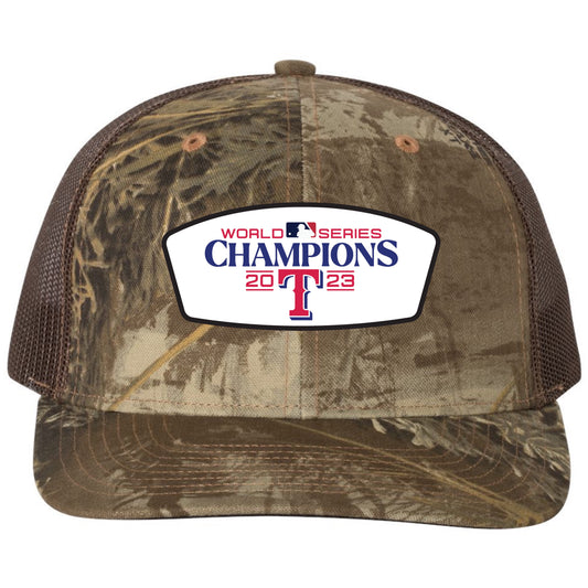 Texas Rangers 2023 World Series Champions Snapback Trucker Hat- Realtree Max-1/ Brown - Ten Gallon Hat Co.