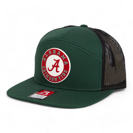 Alabama Crimson Tide 3D Snapback Seven-Panel Flat Bill Trucker Hat- Dark Green/ Black