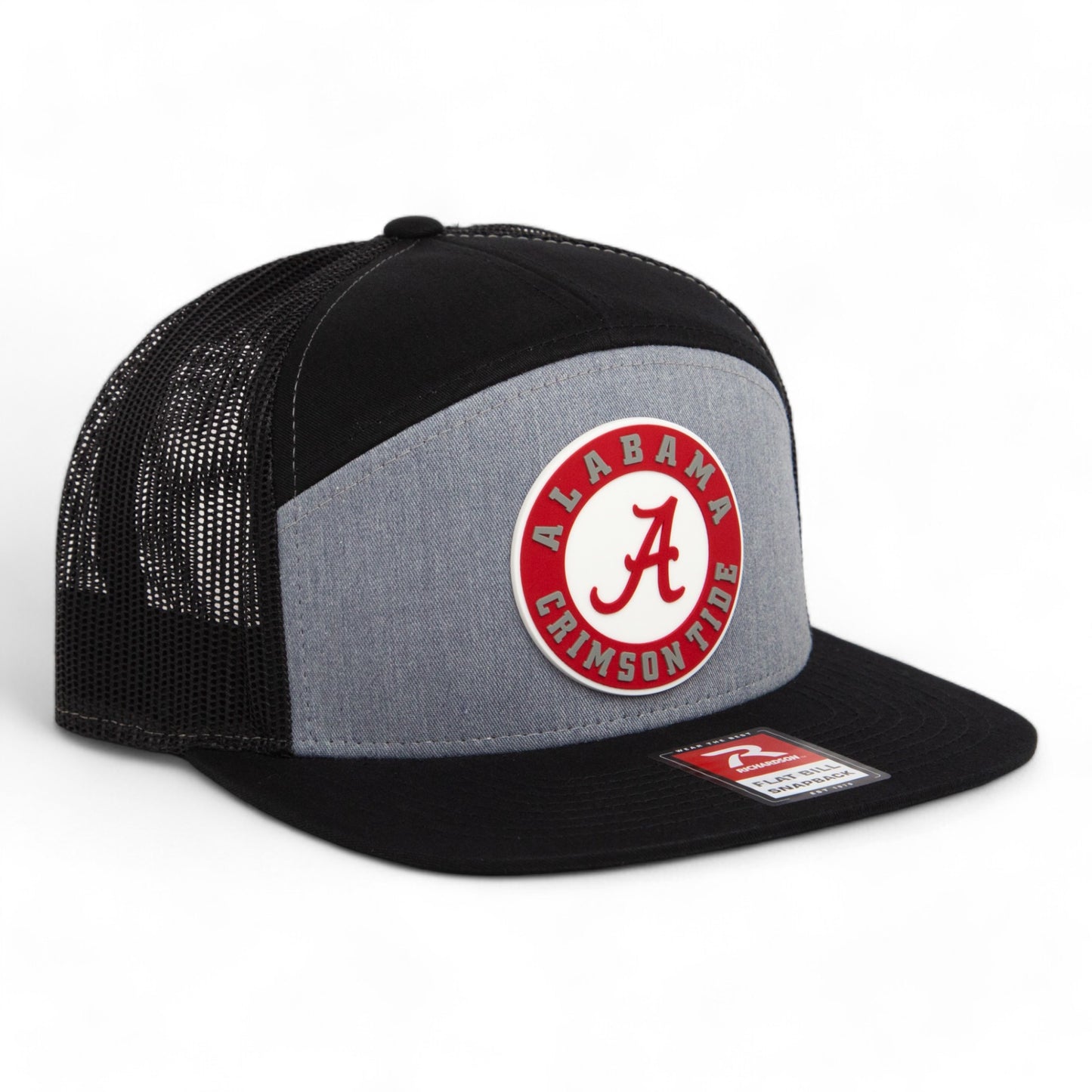 Alabama Crimson Tide 3D Snapback Seven-Panel Flat Bill Trucker Hat- Heather Grey/ Black