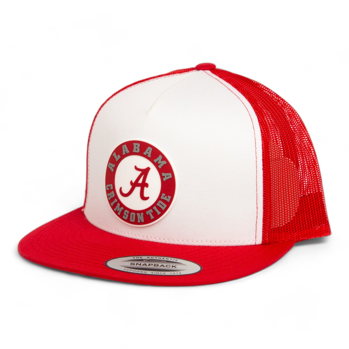 Alabama Crimson Tide 3D YP Snapback Flat Bill Trucker Hat- White/ Red