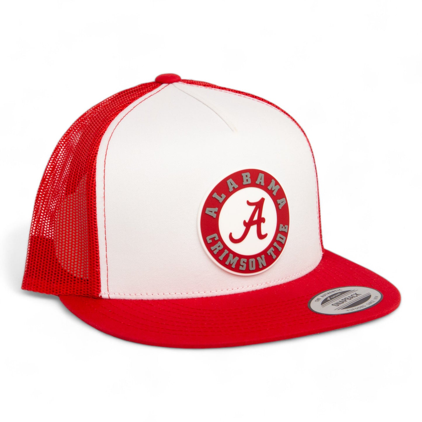 Alabama Crimson Tide 3D YP Snapback Flat Bill Trucker Hat- White/ Red