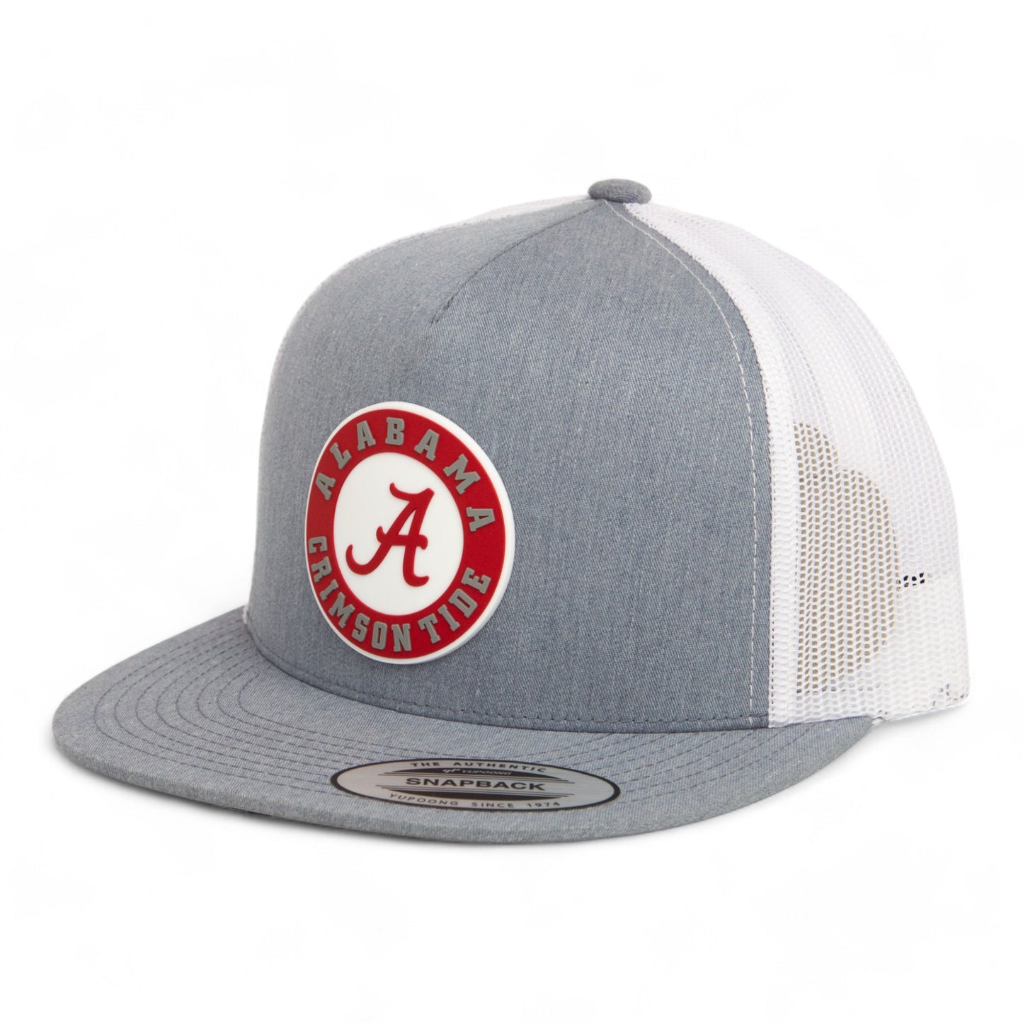 Alabama Crimson Tide 3D YP Snapback Flat Bill Trucker Hat- Heather Grey/ White