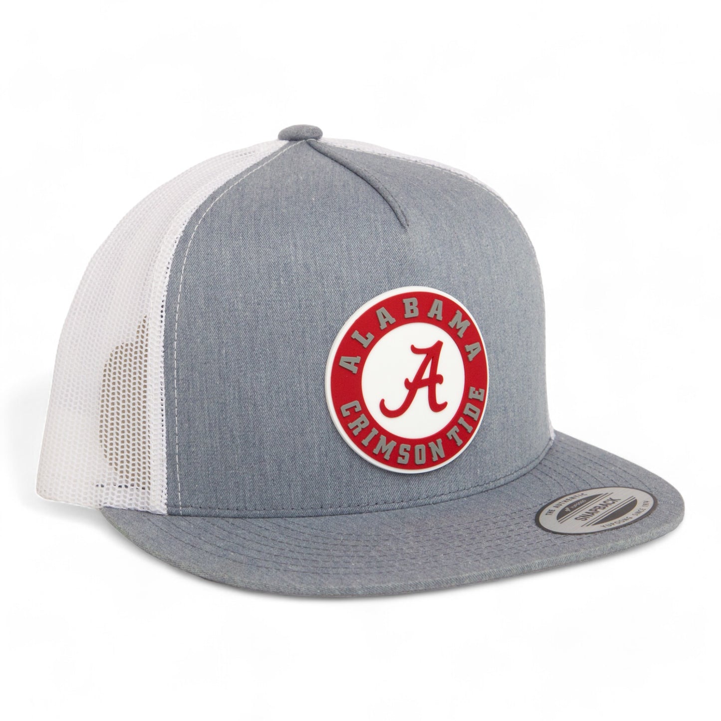 Alabama Crimson Tide 3D YP Snapback Flat Bill Trucker Hat- Heather Grey/ White