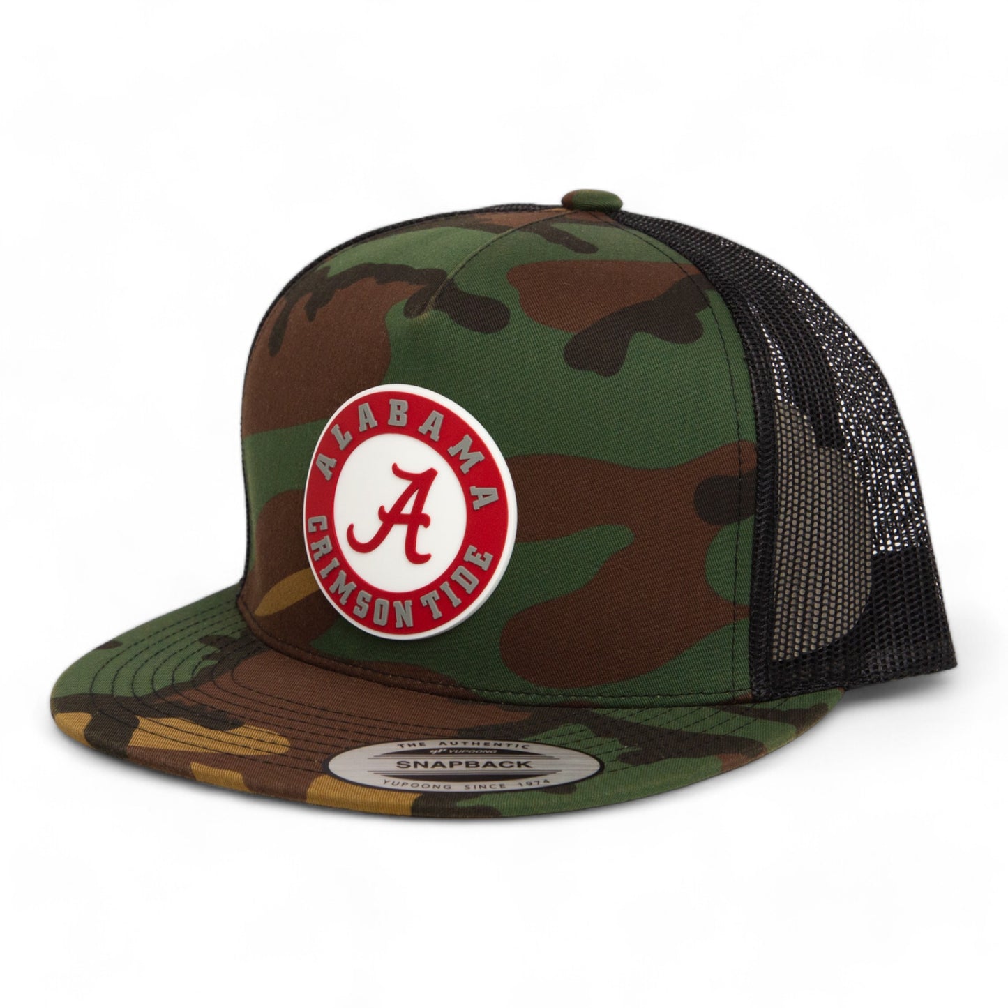 Alabama Crimson Tide 3D YP Snapback Flat Bill Trucker Hat- Army Camo/ Black